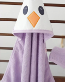 Penguen Nakışlı Unisex Şapka Ve Keseli Bebek Banyo Havlusu