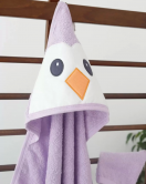 Penguen Nakışlı Unisex Şapka Ve Keseli Bebek Banyo Havlusu