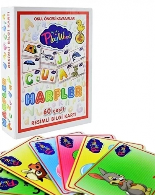 PlayWood Eğitici Resimli Bilgi Kartları Harfler 26