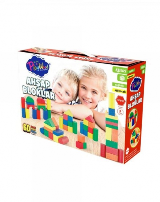 Playwood Renkli Ahşap Bloklar 60 Parça