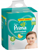 Prima Bebek Bezi Aktif Bebek Fırsat Paket 5 Beden 46 Adet