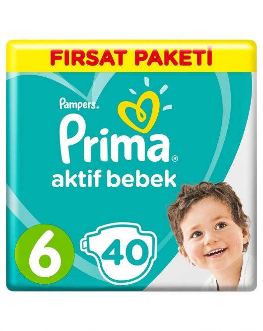 Prima Bebek Bezi Aktif Bebek Fırsat Paket 6 Beden 40 Adet