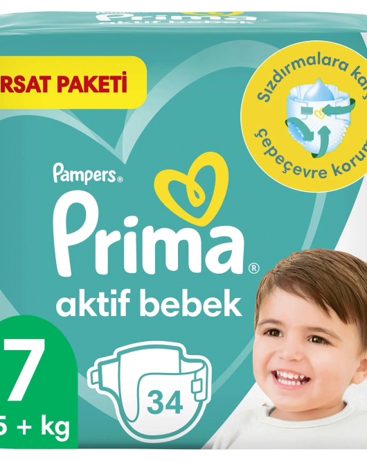 Prima Bebek Bezi Aktif Bebek Fırsat Paket 7 Beden 34 Adet