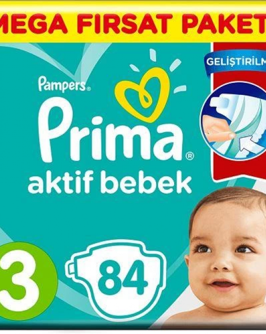 Prima Bebek Bezi Aktif Bebek Mega Fırsat Paketi 3 Beden 84 Adet