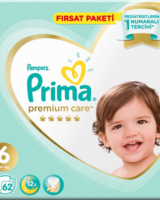 Prima Premium Care Bebek Bezi Fırsat Paketi 6 Beden 62 Adet