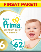 Prima Premium Care Bebek Bezi Fırsat Paketi 6 Beden 62 Adet