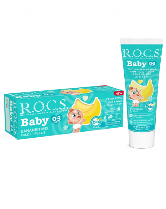 R.O.C.S.Bebek Diş Macunu Muz Püresi Tadında 0-3 Yaş 45 Gr