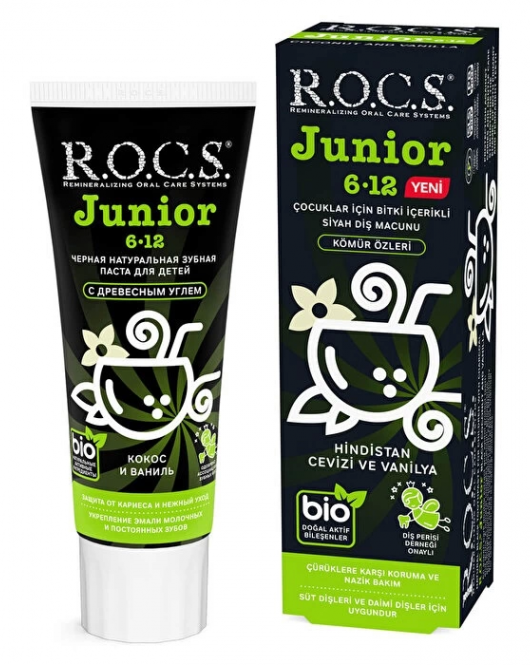 R.O.C.S.Junior Hindistan Cevizi ve Vanilya Tadında Florürsüz Diş Macunu 60ml