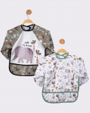 Safari Fil Desenli 2'li Kombin Kollu Mama Önlüğü