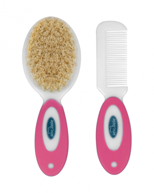 Sevi Bebe Naturel Fırça Tarak Seti ART-401 Pembe