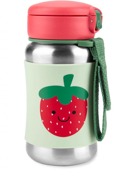 Skip Hop Zoo Pipetli Paslanmaz Çelik Suluk 350 ml Çilek