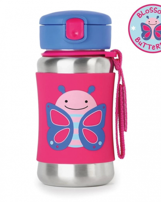Skip Hop Zoo Pipetli Paslanmaz Çelik Suluk 350 ml Kelebek