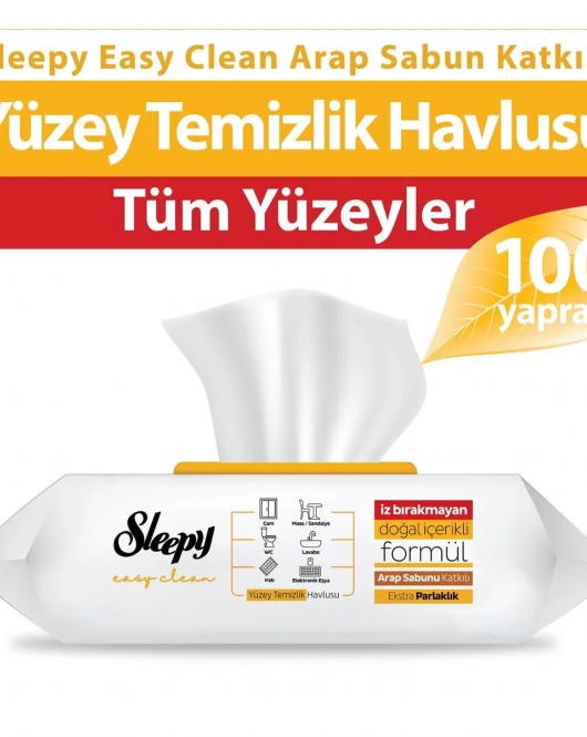 Sleepy Arap Sabunu Katkılı Yüzey Temizlik Havlusu 100 Adet