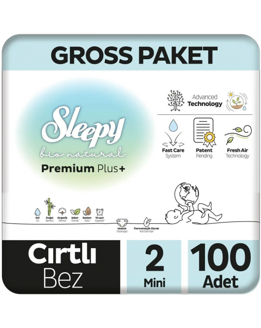 Sleepy Bio Natural Bebek Bezi Gross Paket 2 Beden 3-6 Kg 100 Adet