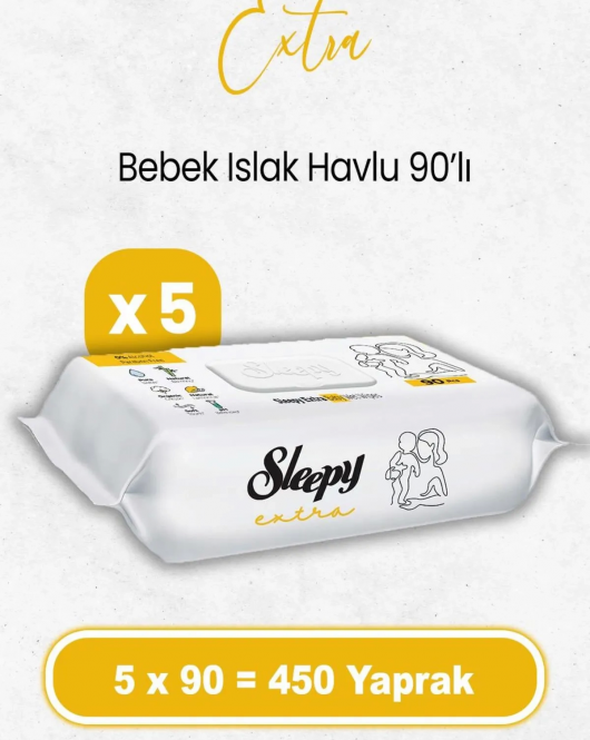 Sleepy Ekstra Islak Havlu Mendil 5x90 450 Yaprak