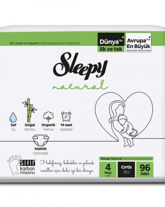 Sleepy Natural Bebek Bezi 4Lü Jumbo 4 Beden 7-14 Kg 96 Adet