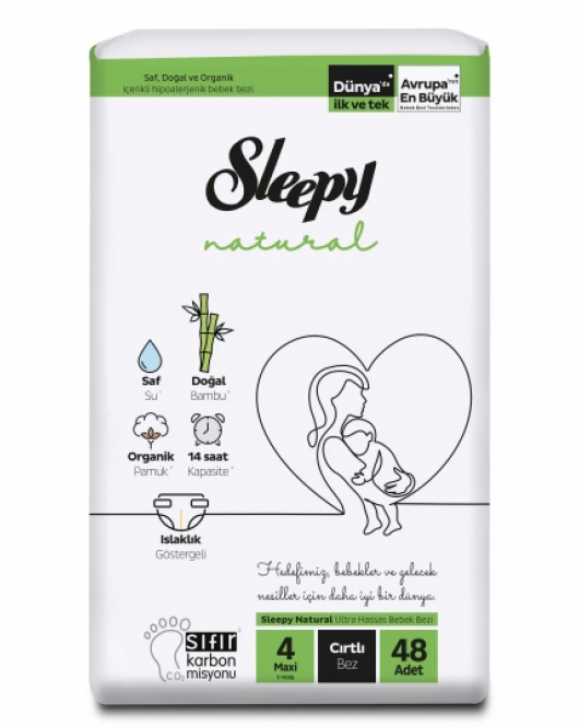 Sleepy Natural Bebek Bezi Yeni 2Li Jumbo 4 Beden 7-14 Kg 52 Adet