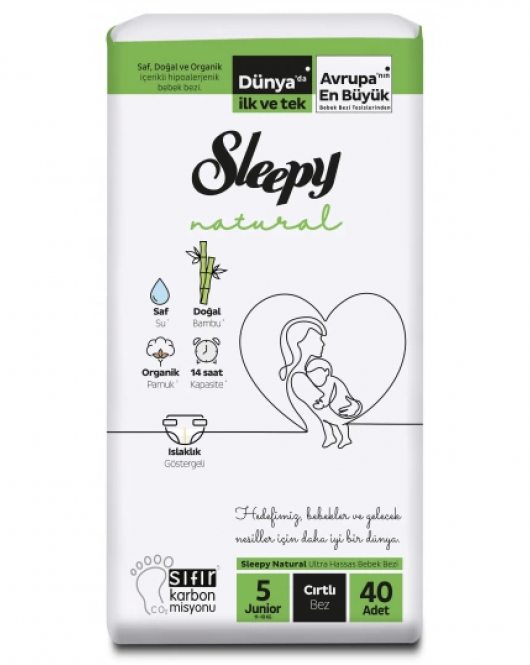 Sleepy Natural Bebek Bezi Yeni 2Li Jumbo 5 Beden 11-18 Kg 40 Adet
