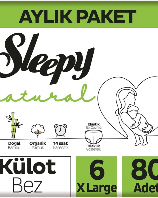 Sleepy Natural Külot Bez Mega Paket 6 Beden 15-25 Kg 80 Adet