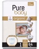 Sleepy Pure Baby Organik Bebek Bezi 2li Jumbo 1 Beden 2-5 Kg 64 Adet