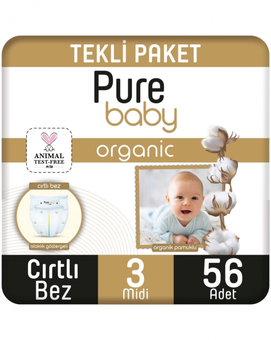 Sleepy Pure Baby Organik Bebek Bezi 2li Jumbo 3 Beden 4-10 Kg 56 Adet