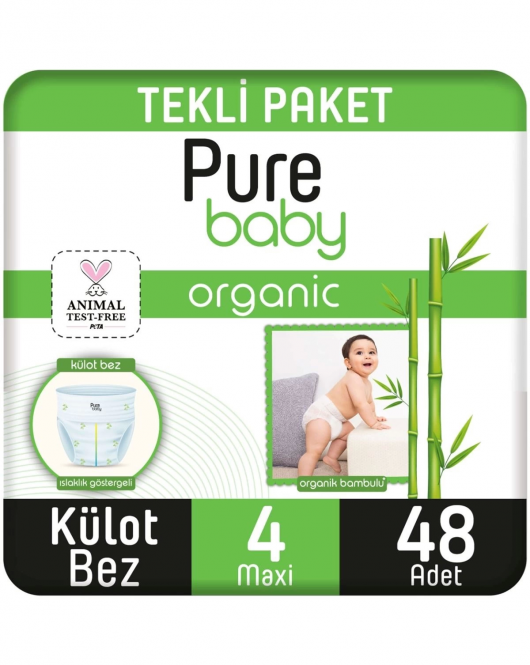 Sleepy Pure Baby Organik Külot Bez 2Li Jumbo 4 Beden 7-16 Kg 48 Adet