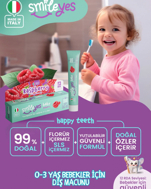 Smileyes Baby Diş Macunu 0-3 Yaş 30 Ml Raspberry