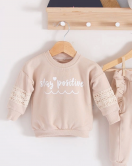 Stay Pozitive Dantelli 2'li Pamuk Kız Bebek Takım