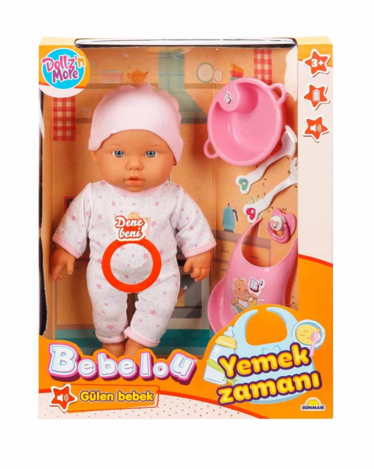 Sunman Bebelou Yemek Zamanı Sesli Bebek Seti 35 Cm