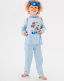 Süper Heros Çanta Ve Maskeli % 100 Pamuk Erkek Çocuk Pijama Takımı