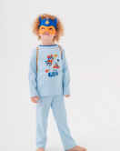 Süper Heros Çanta Ve Maskeli % 100 Pamuk Erkek Çocuk Pijama Takımı