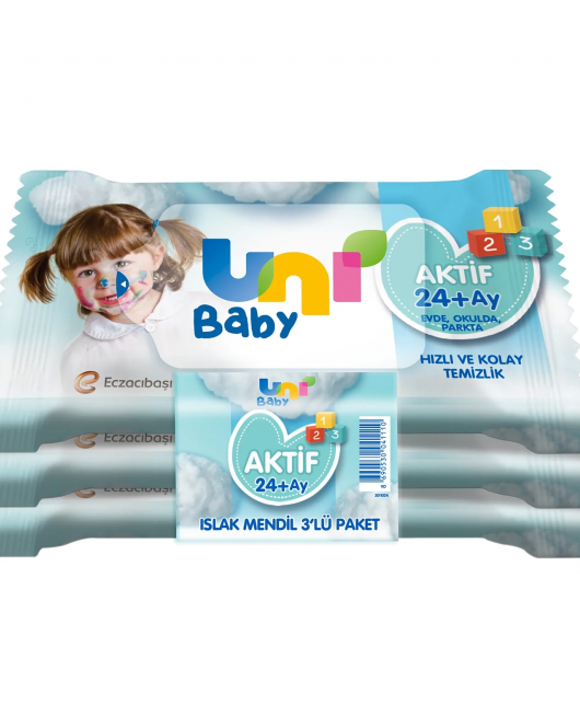 Uni Baby Aktif Islak Cep Mendili 3lü 45 Yaprak