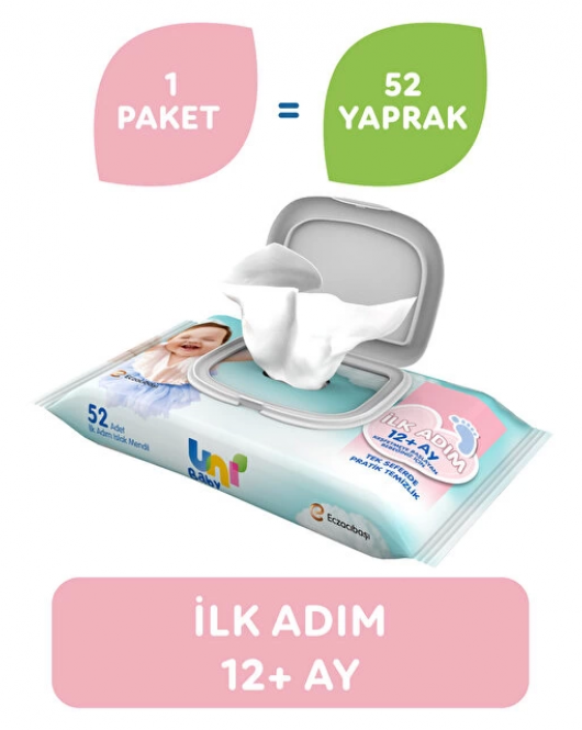 Uni Baby İlk Adım Islak Havlu Mendil 52 Yaprak