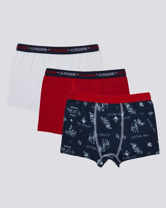 U.S. Polo Erkek Çocuk Boxer 3'Lü Takım 1372 NAVY