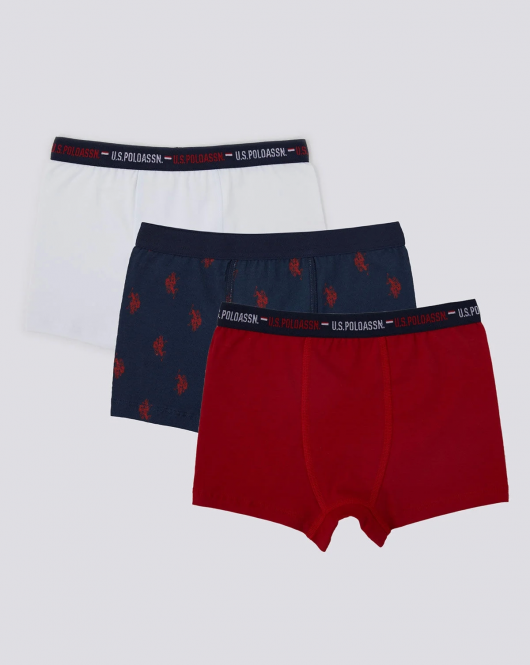 U.S. Polo Erkek Çocuk Boxer 3'Lü Takım 1374 Kırmızı