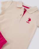 U.S. Polo Kız Bebek Kısa Kol T-Shirt 2'Li Takım 1247 Krem