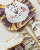 Yeni Kaplan Temalı Kare 3 Parça Microfiber Mama Önlüğü Kendi Kutusunda (su Geçirmez) Çıtçıtlı