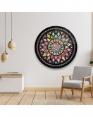 Mandala Dekoratif Çiçek Yuvarlak Cam Tablo