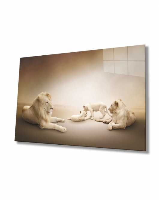 Aslan Hayvan Cam Tablo 4mm Dayanıklı Temperli Cam