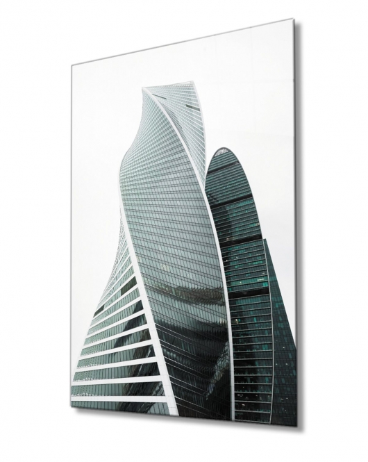 Siyah Beyaz Cam Kaplı Geometrik Bina , , 4mm Dayanıklı Cam