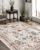 Vintage Desenli Halı, Pamuk Dokuma Pamuklu Taban Dekoratif Halı Kilim 98