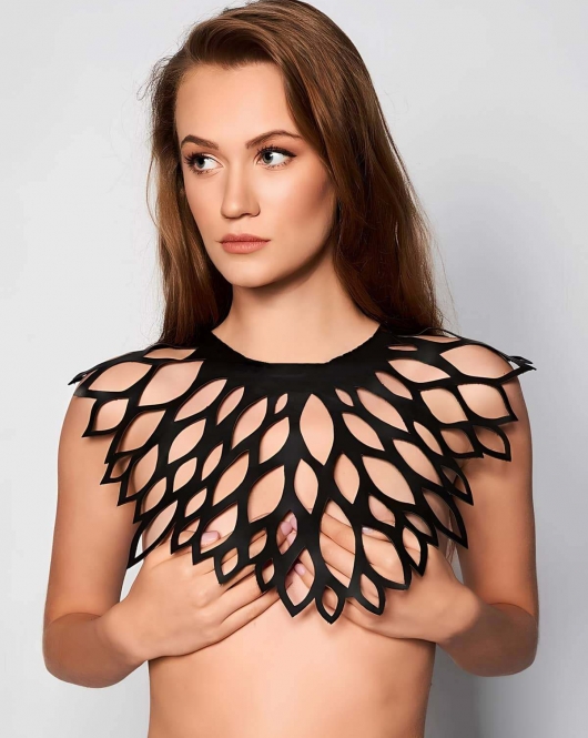 Damla Detaylı Şık Deri Harness Şal - APFT1407