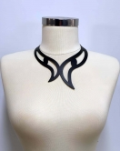 Deri Choker, Göz Detaylı Choker Kolye - APFT1412