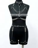 Fantazi İç Giyim Zincirli Erotik Harness Takım - APFT1081
