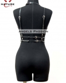 Göğüs Detaylı Deri Harness Büstiyer, Şık Deri Korse - APFT872