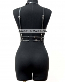 Göğüs Detaylı Deri Harness Büstiyer, Şık Deri Korse - APFT872
