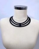 Halka Detraylı Şık Deri Choker, Deri Kolye - APFT1413