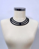 Halka Detraylı Şık Deri Choker, Deri Kolye - APFT1413