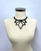 Lazer Kesim Şık Deri Choker, Deri Kolye - APFT1416
