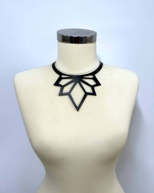 Lazer Kesim Şık Deri Choker, Deri Kolye - APFT1416